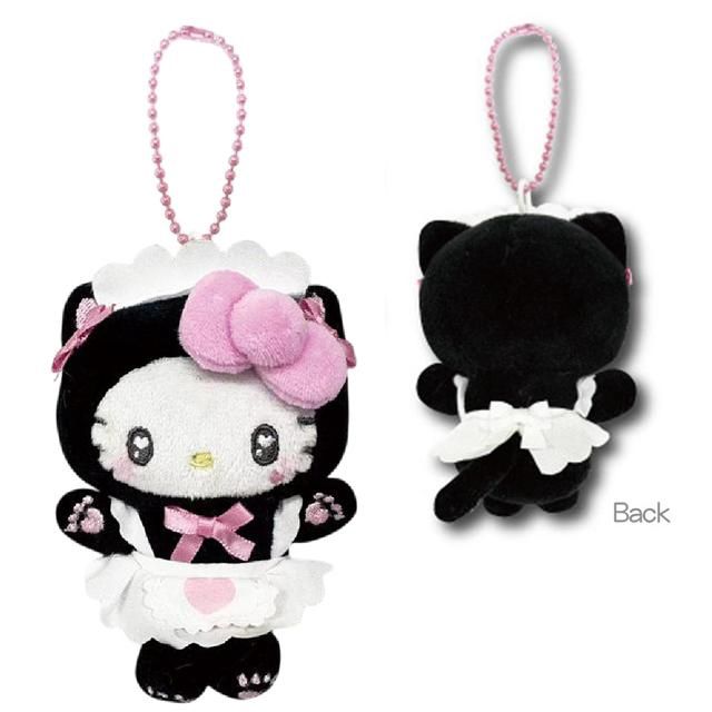 Sanrio三丽鸥猫咪女仆Kitty毛绒挂件 小黑猫 / Sanrio Cat Maid Hello Kitty Plush Keychain Small Black Cat