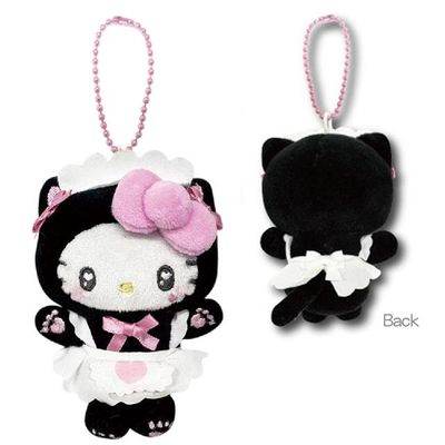 Sanrio三丽鸥猫咪女仆Kitty毛绒挂件 小黑猫 / Sanrio Cat Maid Hello Kitty Plush Keychain Small Black Cat