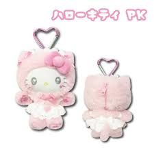 Sanrio三丽鸥猫咪女仆Kitty毛绒挂件 爱心扣粉猫 / Sanrio Cat Maid Hello Kitty Plush Keychain Heart Clip Pink Cat