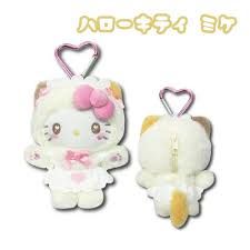 Sanrio三丽鸥猫咪女仆Kitty毛绒挂件 爱心扣白猫 / Sanrio Cat Maid Hello Kitty Plush Keychain Heart Clip White Cat