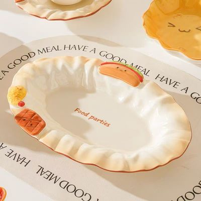 【在途现货】可爱浮雕汉堡系列 12寸汉堡鱼盘/  Cute Hamburger Series Tableware  Plate