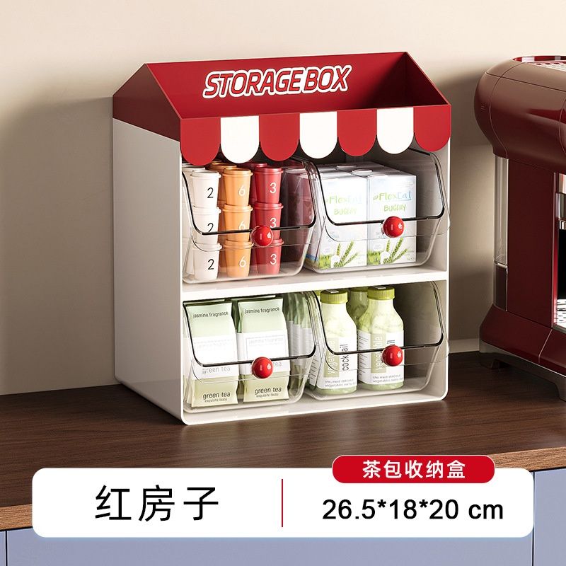 【新品上架】咖啡角杯子收纳茶包置物架 红色/ Coffee Corner Cup Storage &amp; Tea Bag Organizer Rack Red