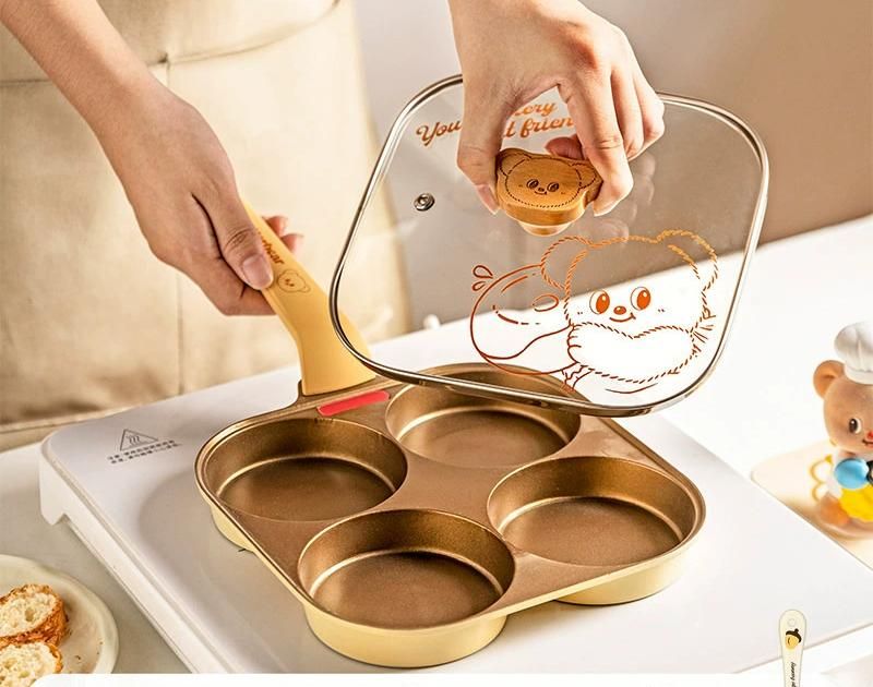 摩登主妇黄油小熊四孔鸡蛋汉堡锅【加深2cm|含钛不粘/耐磨】/ Modern Housewife Butter Bear 4-Hole Egg Burger Pan