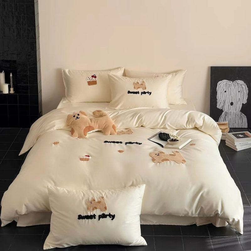 100s Cotton 4-Piece Bedding Set – Fitted Sheet Style (Queen) 床品日用四件套100支床笠款1.5m