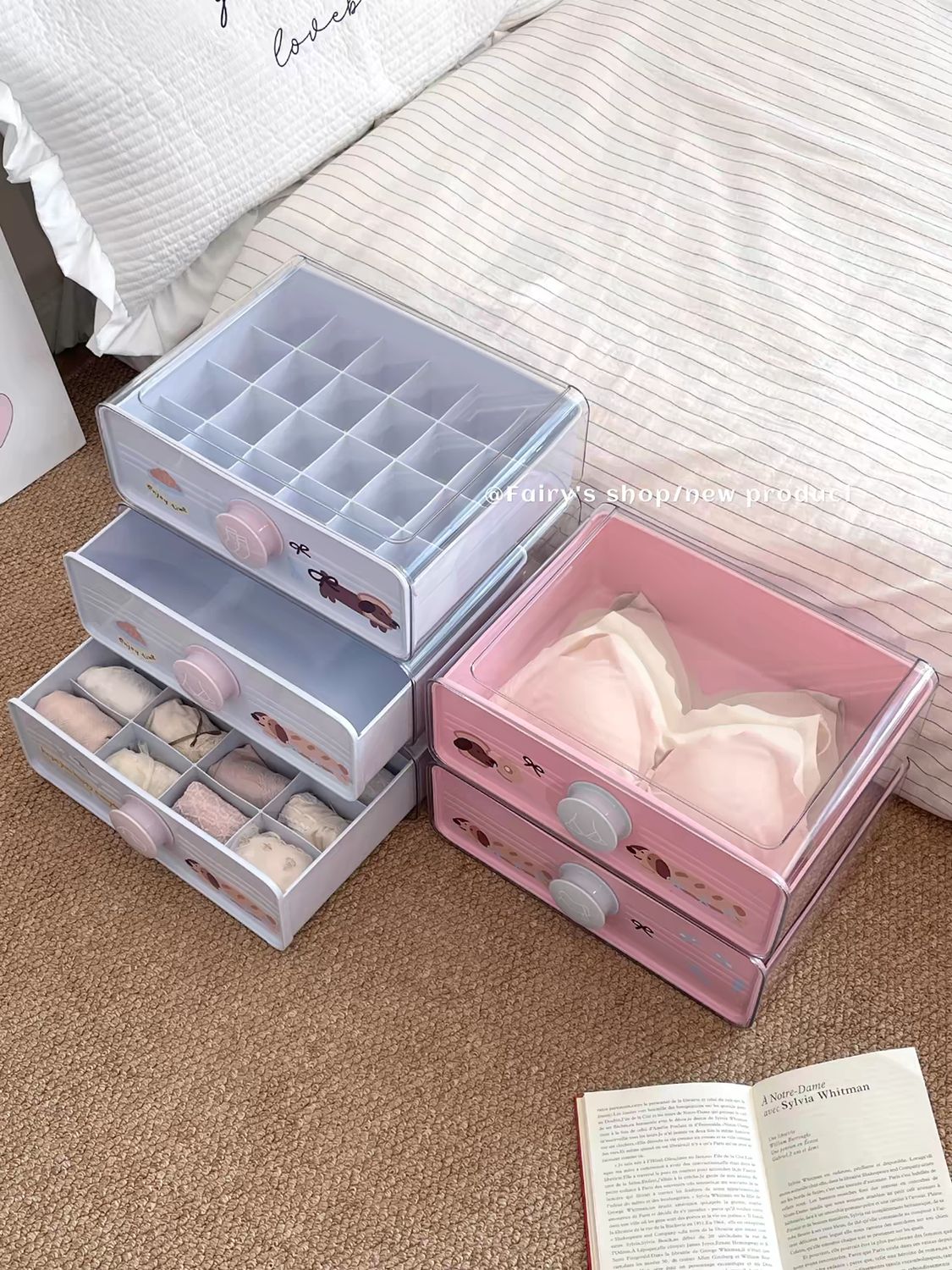内衣收纳盒/ Lingerie Storage Box, size: 无分格仙女粉