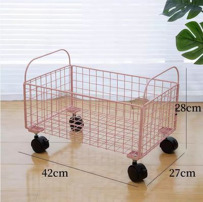 【在途现货】移动台下收纳筐粉色42*27*28cm/ Rolling Under-Desk Storage Basket – Pink (42×27×28cm)