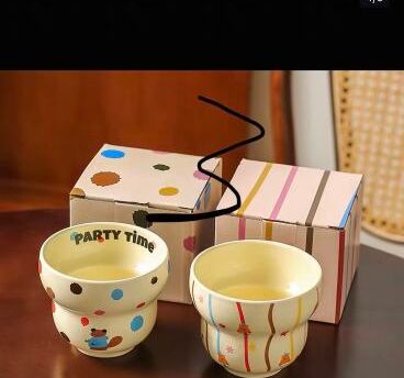 KAWASHIMA Bear Wavy Ceramic Coffee Cups - Set of 2