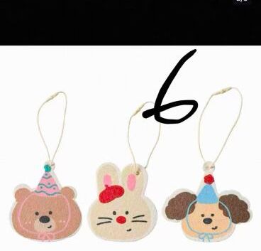 KAWASHIMA Felt Hanging Charms Bear Bunny Puppy - Set of 3
