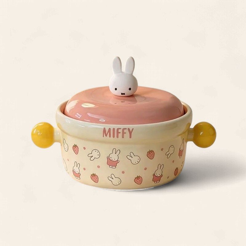 Miffy Instant Noodle Bowl with Lid - Pink 850ml
