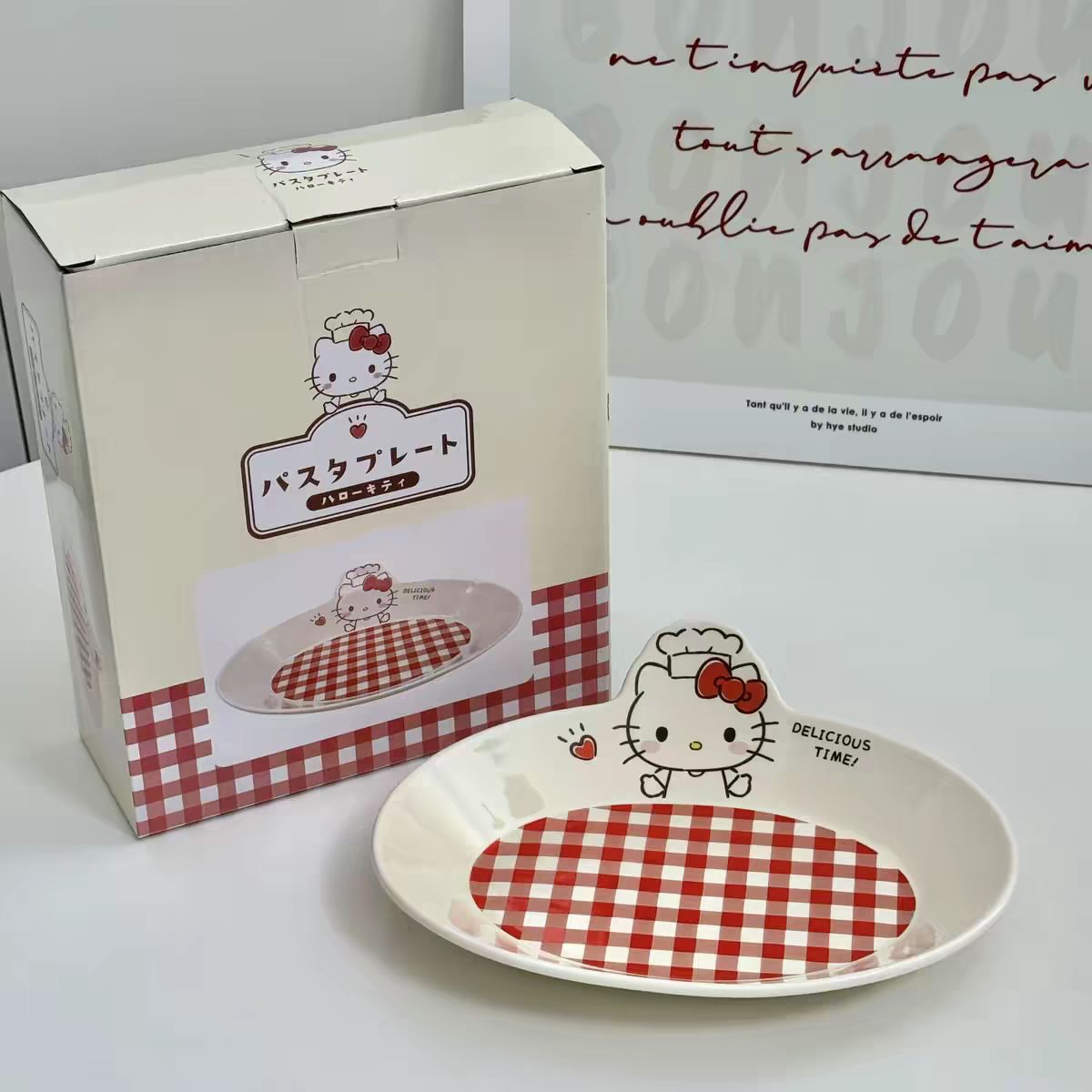 Hello Kitty Chef Series Red Gingham Ceramic Plate