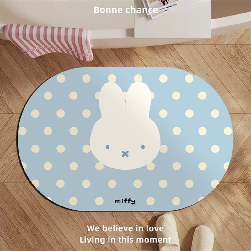 Miffy Polka Dot Diatomite Bath Mat - Korean Style - Blue