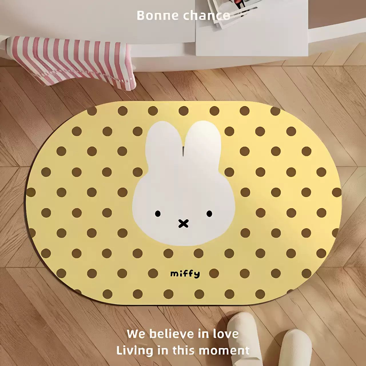 Miffy Polka Dot Diatomite Bath Mat - Korean Style - Yellow