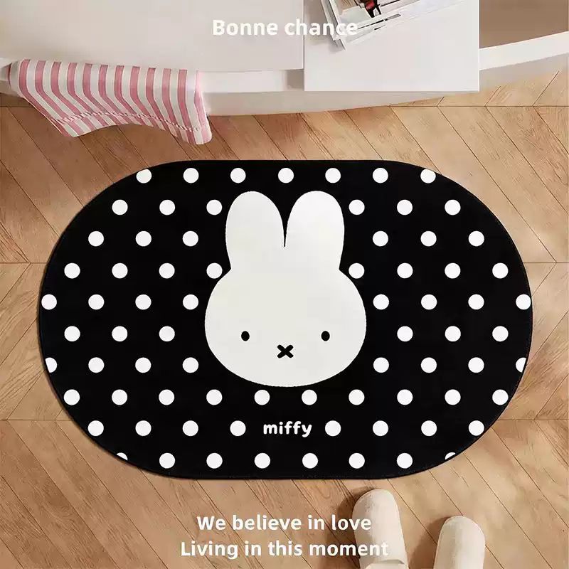 Miffy Polka Dot Diatomite Bath Mat - Korean Style - Black
