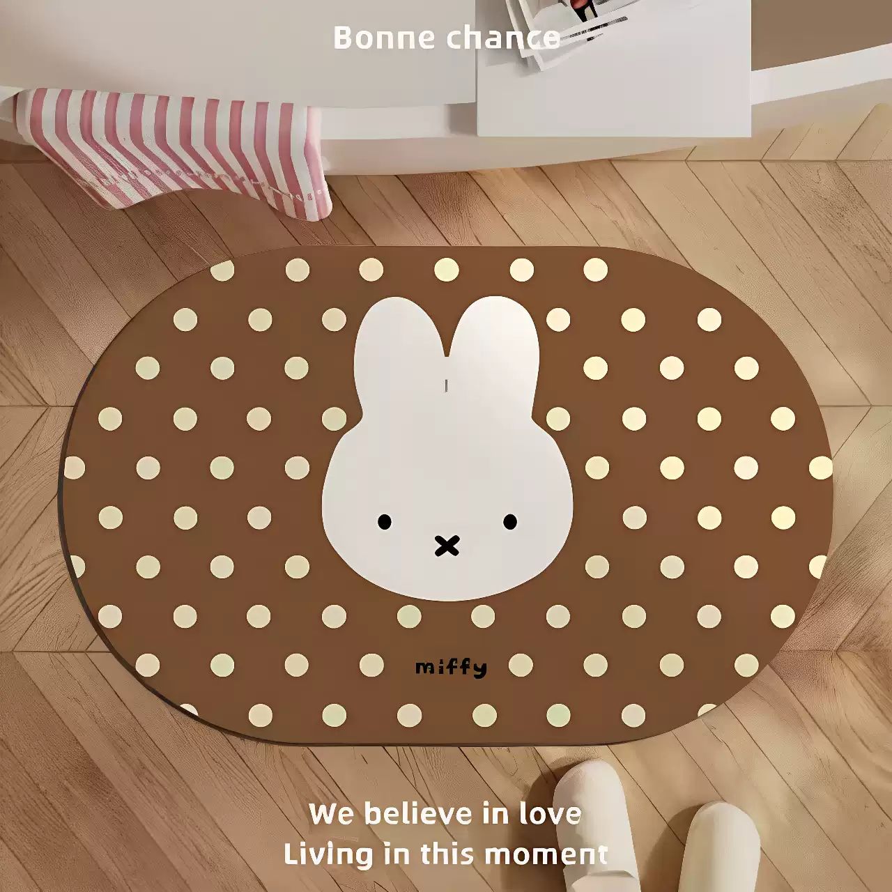 Miffy Polka Dot Diatomite Bath Mat - Korean Style - Brown
