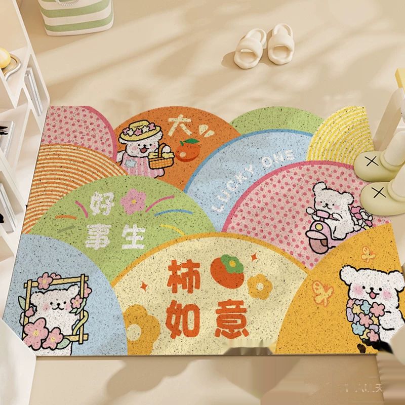 Cute Puppy PVC Coil Door Mat - Puppy Lucky Persimmon