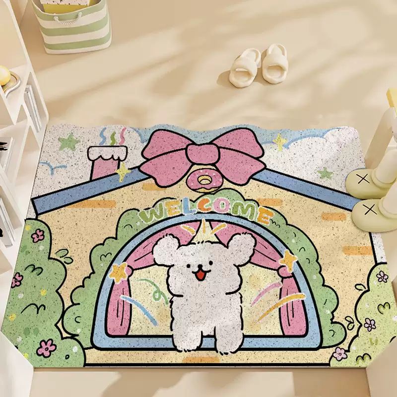 Cute Puppy PVC Coil Door Mat - Sky Blue Puppy House