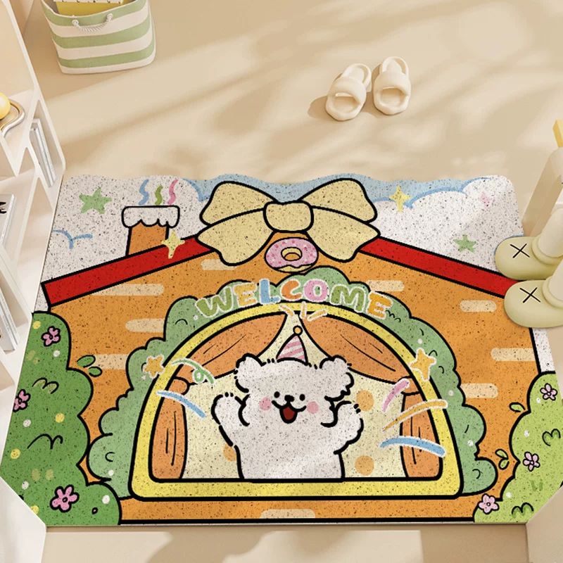 Cute Puppy PVC Coil Door Mat - Orange Puppy House