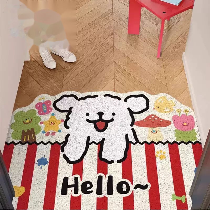 Cute Puppy PVC Coil Door Mat - Climbing White Puppy