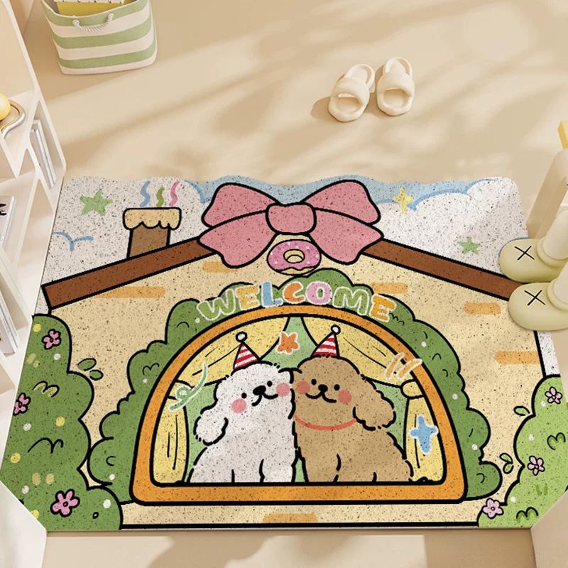 Cute Puppy PVC Coil Door Mat - Yellow Puppy House