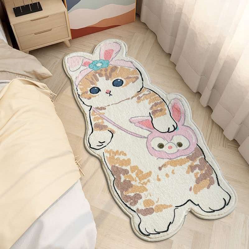 Cat Bunny Head Lambswool Rug