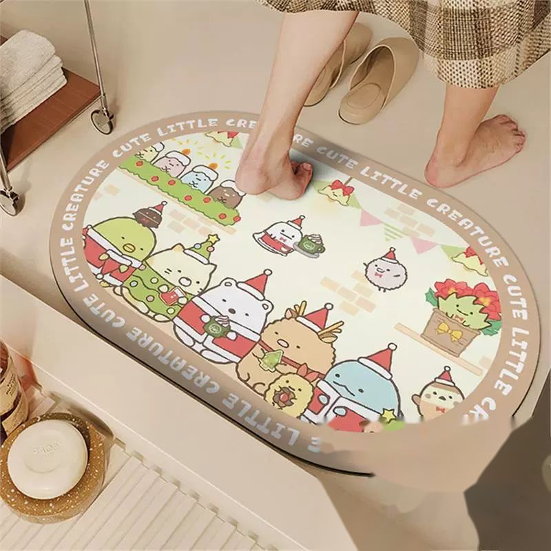 Sumikko Gurashi Oval Diatomite Bath Mat - Christmas