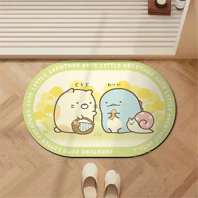 Sumikko Gurashi Oval Diatomite Bath Mat - Cat and Tokage