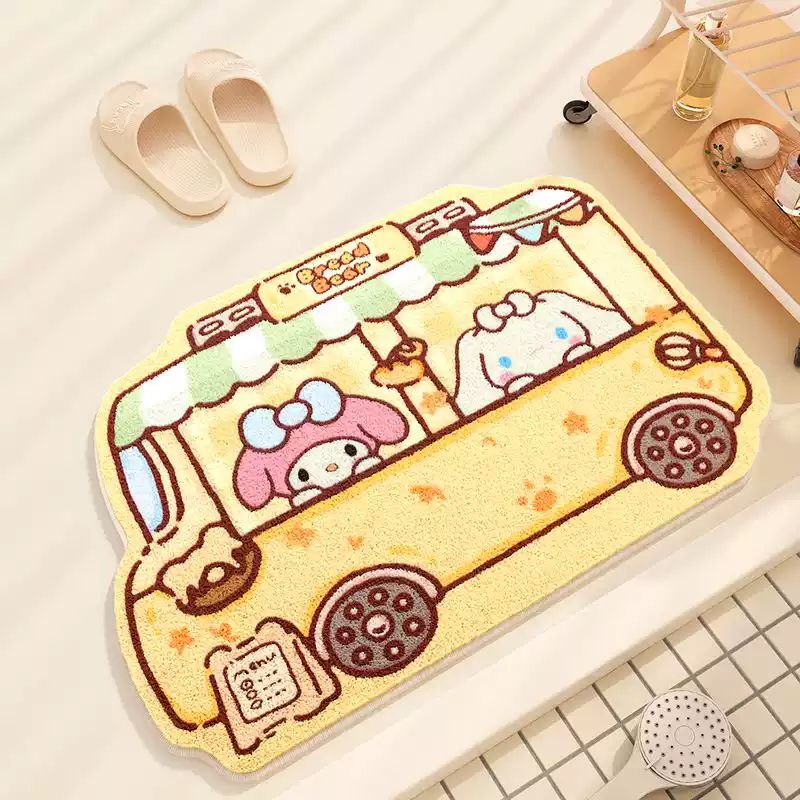 My Melody &amp; Cinnamoroll Bus Faux Cashmere Bath Mat
