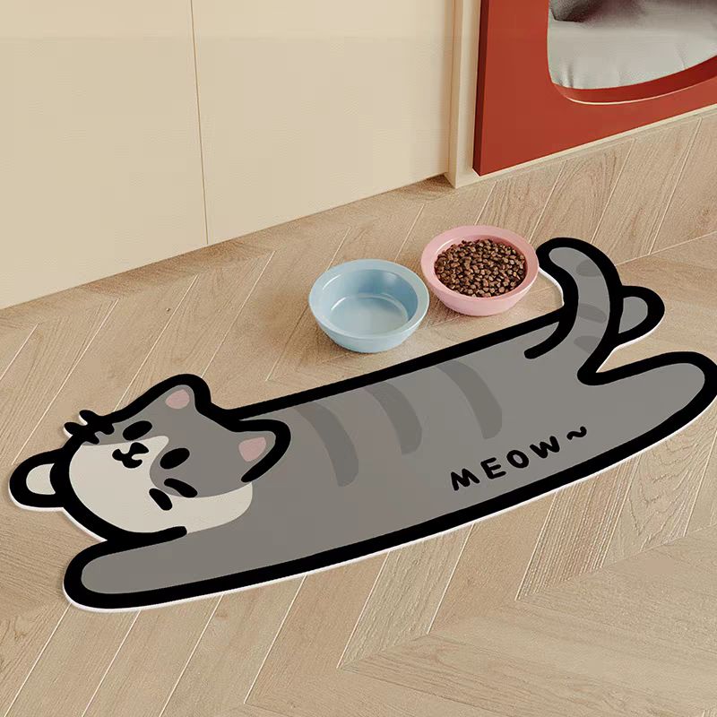 Cute Long Cat Diatomite Mat - Blue Grey Cat