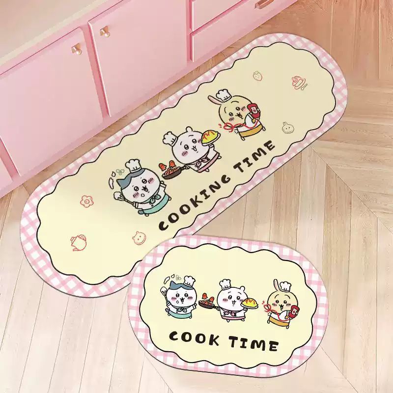 Chiikawa Long Kitchen Mat - Yellow Cooking Time