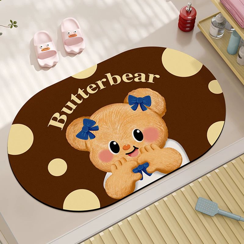 Butter Bear Bath Mat - Brown Polka Dot