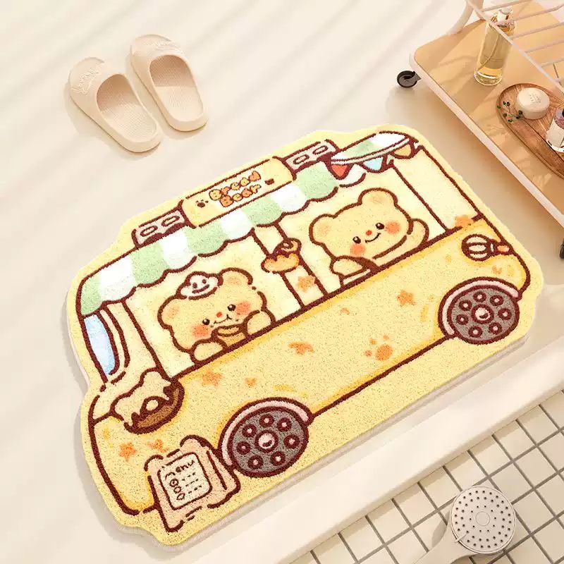 Yellow Bear Bus Faux Cashmere Bath Mat