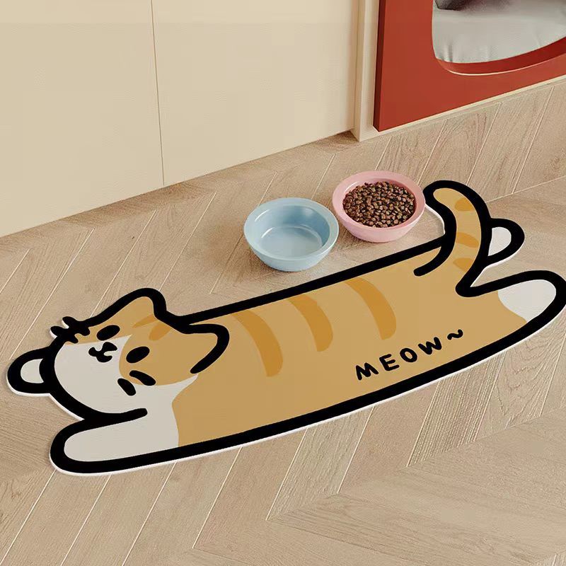 Cute Long Cat Diatomite Mat - Orange Cat