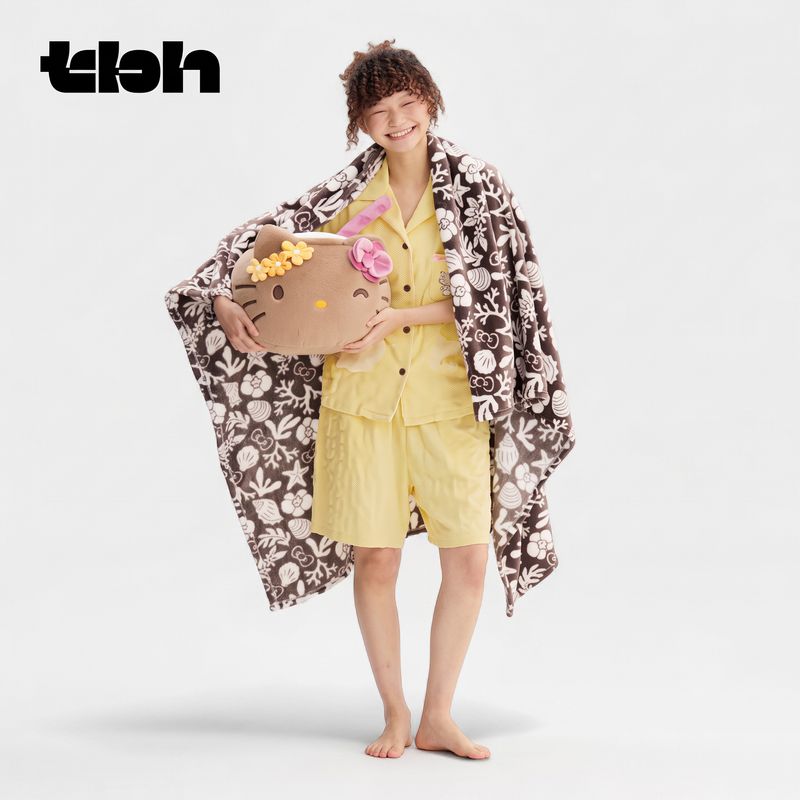 tbh Hello Kitty 2-in-1 Flannel Blanket Pillow - Tanned Coconut