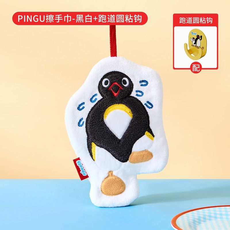 Pingu Hanging Hand Towel - Black and White
