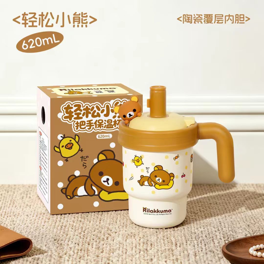 Rilakkuma Ceramic-Lined Insulated Tumbler 620ml - Lying Down