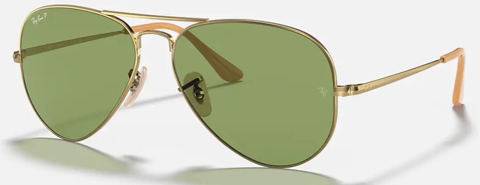 Aviator Metal II Polarized Green Gold RB3689 9064O9 58-14