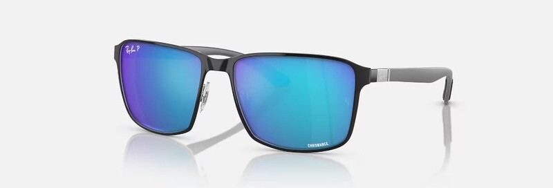 3721 Chromance Polarized Polished Black On Silver Blue