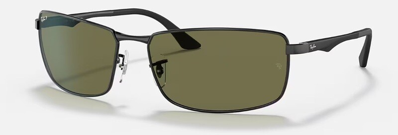 Ray Ban 3498 Polished Black Green Polarized RB3498 002/9A 61-17