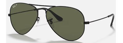 Ray Ban Aviator Polished Black Polarized Green RB3025 002/58 58-14