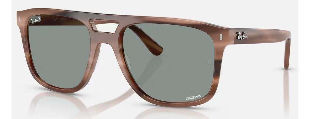 Ray Ban 2213 CHROMANCE Polished Havana Brown Polarized Light Blue RB2213CH 1423O9 58-20