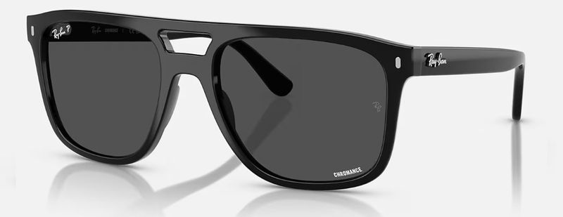 Ray Ban 2213 CHROMANCE Polished Black Polar Dark Grey RB2213CH 901/K8 58-20