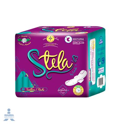 TOALLA FEM STELA FUJO ABUNDANTE/NOCTURNA C/ALAS 8S