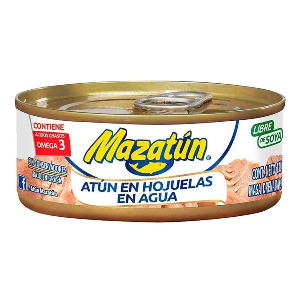 ATUN MAZATUN EN HOJUELAS EN AGUA 130G