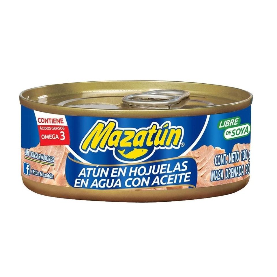 ATUN MAZATUN EN HOJUELAS EN AGUA/ACEITE 130GR