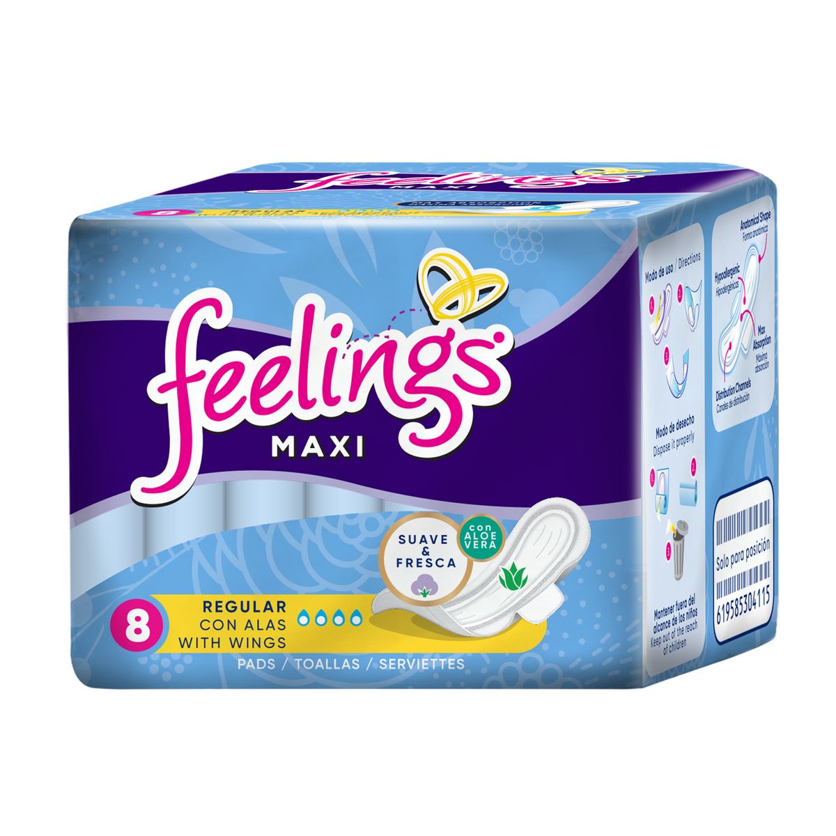 TOALLA FEELINGS MAXI REGULAR CON ALAS 12/8 FDE