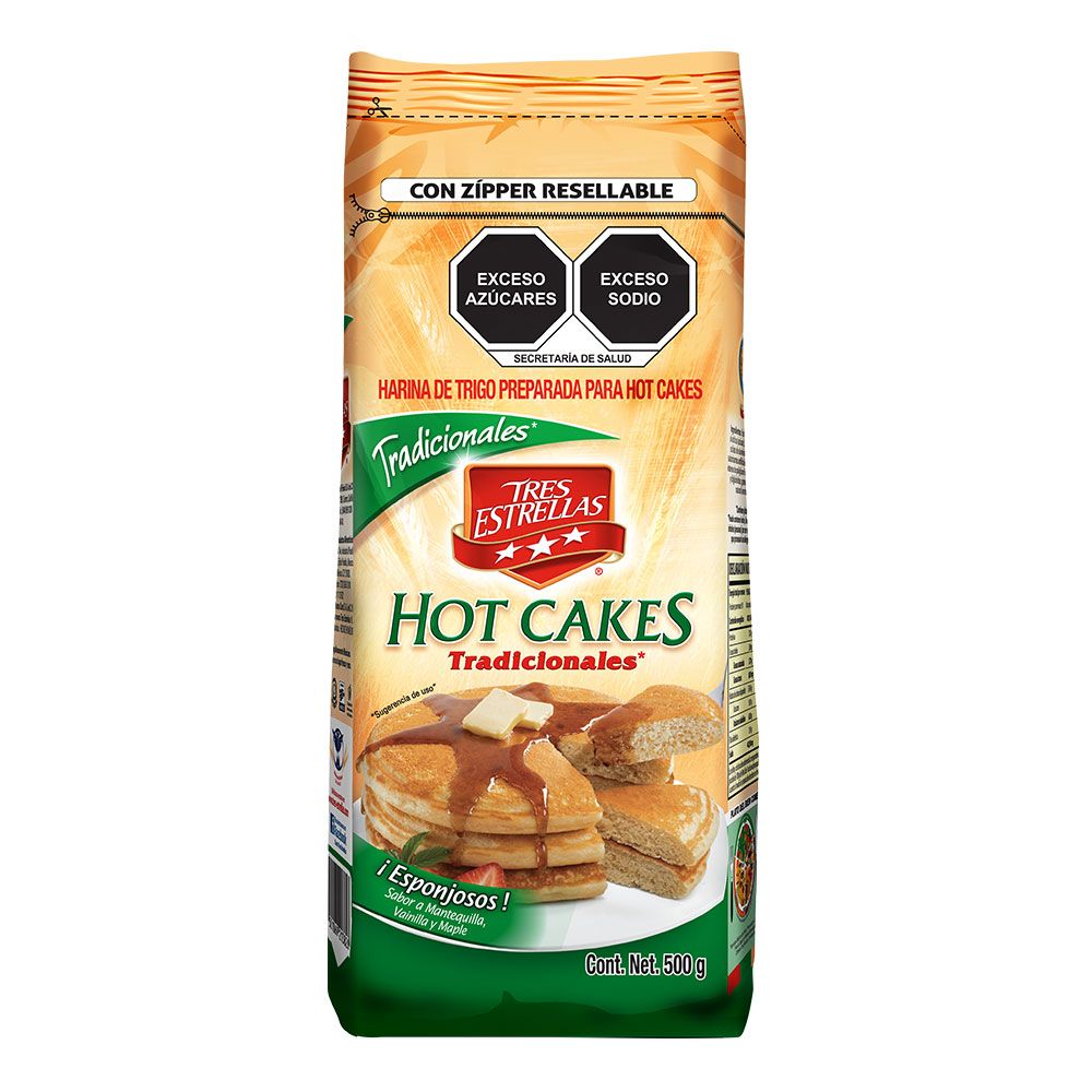 HOT CAKES TRES ESTRELLAS LA MODERNA B/ZIPLOC 500GR.