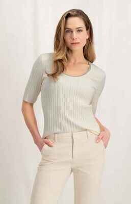 Yaya woman Fitted half sleeve sweater OFF WHITE KNIT