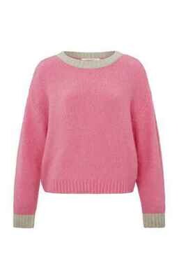 Yaya woman Contrast color sweater ls MORNING GLORY PINK