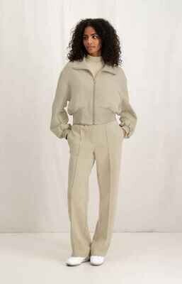 Yaya woman Jersey structured wide leg trousers WHITE PEPPER BEIGE