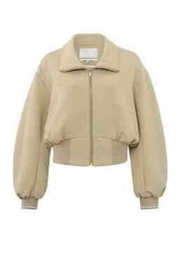 Yaya woman Jersey structured cropped jack WHITE PEPPER BEIGE